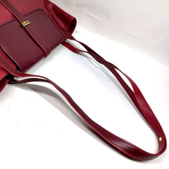 Auth Vtg Cartier Bordeaux Burgundy Two Tone Tank Must Bucket Shoulder Tote Bag - Picture 6 of 10